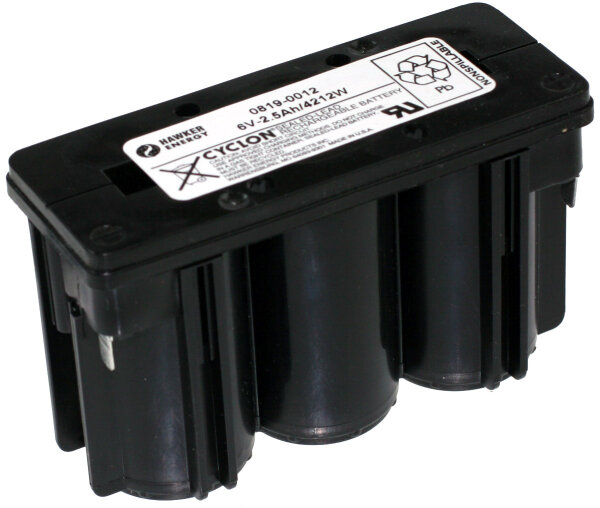 EnerSys - Hawker Cyclon 0819-0012 / 2.5-6 - 6 Volt 2500mAh Pb - 3er Reihe - Blei-Akku, AGM, Hochstrom, Faston 4,8 mm