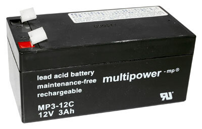 Multipower - MPC3-12 - 12 Volt 3Ah Pb - Blei-Akku, AGM, Zyklenfest, Faston 6,3 mm