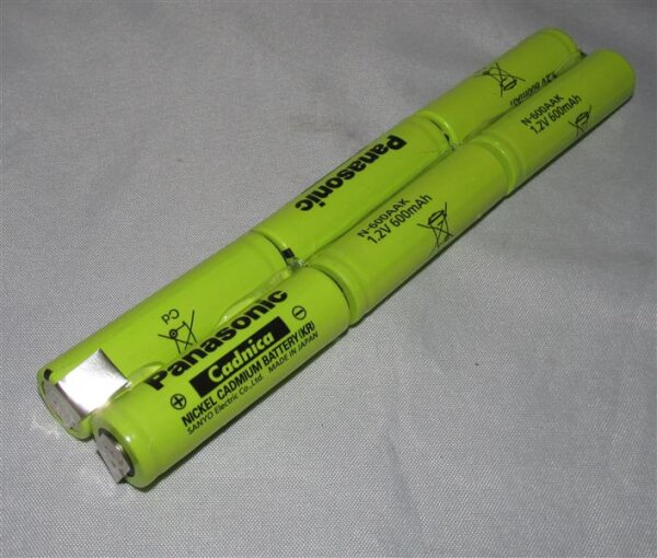 Akkupack für Notbeleuchtung - L2x3 - 7,2 Volt 600mAh Ni-CD - Hochtemperatur