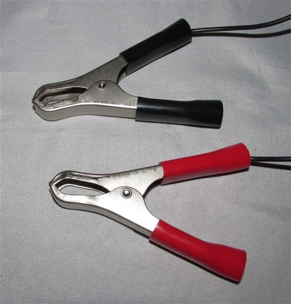Krokodilklemmen - 2er Set - schwarz / rot - groß - 8cm - ca. 1m Ableiter 6mm²