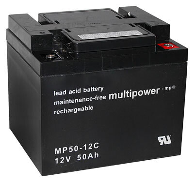 Multipower - MP50-12C / MPC50-12I - 12 Volt 50Ah Pb - Blei-Akku AGM, Zyklenfest, M6 Innengewinde