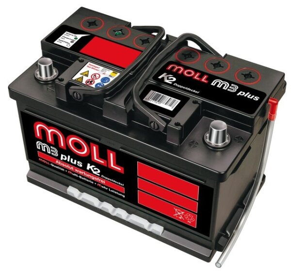 MOLL - M3 plus K2 - 83075 Autobatterie - 12 Volt 75Ah 680A (EN)