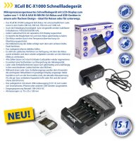XCell - BC-X1000 - digitales LCD-Schnellladegerät mit einer Vielzahl an Funktionen - für Ni-CD / Ni-MH Akkus