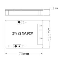 ANNPower - BMS - 041-7S-15A-02N22 - 70 x 51,5 x 11mm - 29,4 Volt 7S / 15A