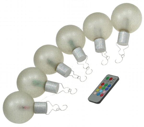 LED Christbaumkugeln mit Fernbedienung 6 Kugeln + 1 Fernbedienung, RGB