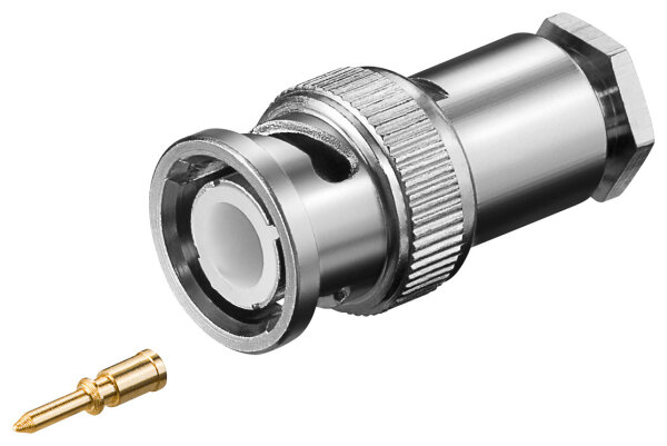 BNC-Stecker mit Schraubanschluss<br>für RG 58/U Kabel mit Gold-Pin