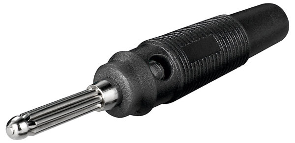 Bananen-Stecker<br>mit Querloch 4 mm, trittfest, Schwarz