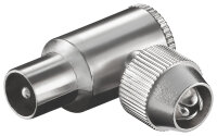 Koax-Winkelstecker mit Schraubbefestigung<br>Metall