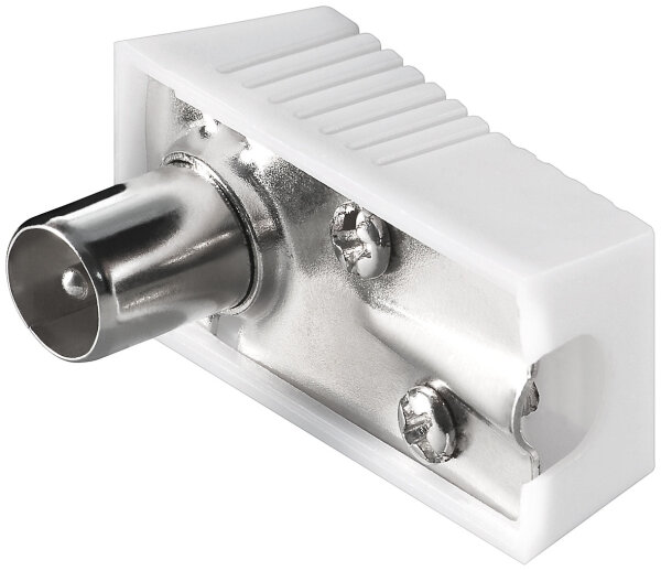 Koax-Winkelstecker mit Schraubbefestigung<br>Kunststoff