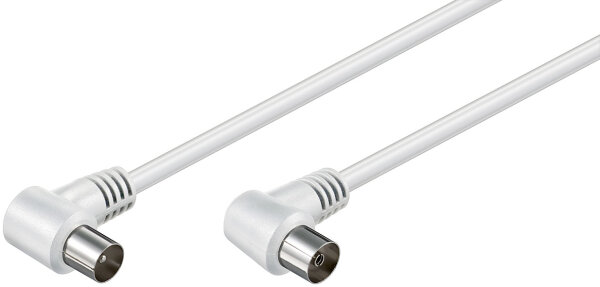 goobay - Gewinkeltes Antennenkabel (<70 dB), 2x geschirmt - Koax-Stecker 90° > Koax-Buchse 90° - 5 Meter
