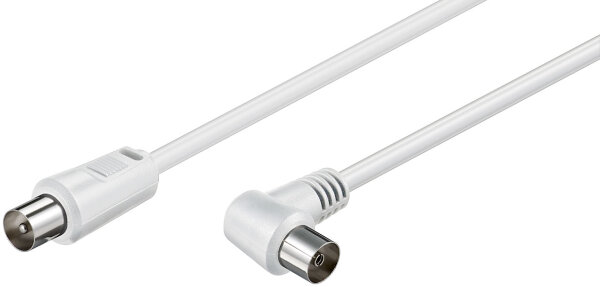 Gewinkeltes Antennenkabel (<70 dB), 2x geschirmt - Koax-Stecker > Koax-Buchse 90°
