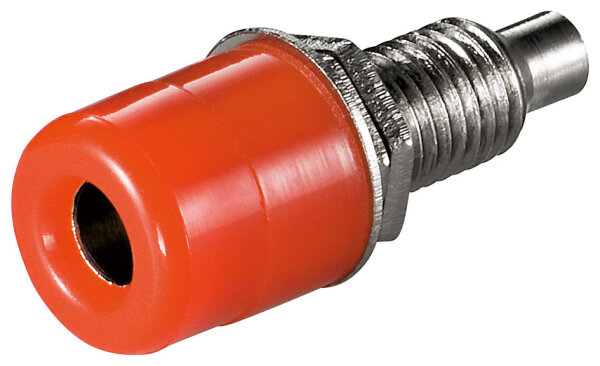 goobay - Bananenbuchse mit Gewinde - 4 mm, mit 2 Muttern, Rot