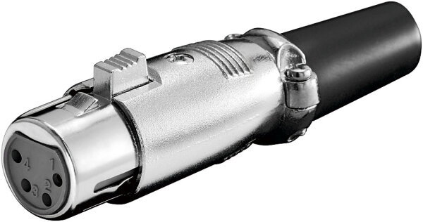 Mikrofonkupplung; 4 Pin mit vergoldeten Kontakten, Verriegelung und geschraubter Zugentlastung