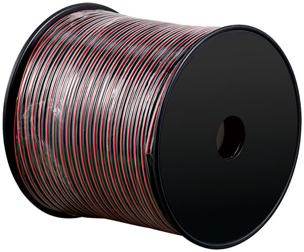 Lautsprecherkabel rot/schwarz CCA - 100 m Spule, Querschnitt 2 x 0,75 mm²