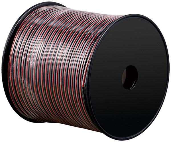 Lautsprecherkabel rot/schwarz CCA<br>100 m Spule, Querschnitt 2 x 1,5 mm²
