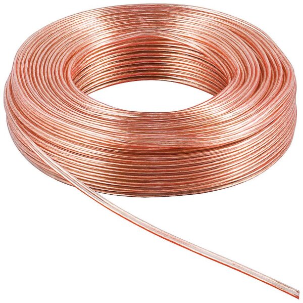 goobay - Lautsprecherkabel transparent CU - Rolle 25m - Querschnitt 2 x 0,5 mm²