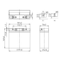 Panasonic - LC-XC1222P - 12 Volt 22Ah Pb - Gewinde M5