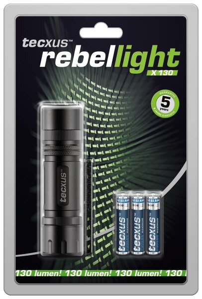 tecxus - rebellight X130 - kompakte und fokussierbare LED-Taschenlampe mit Dimmfunktion