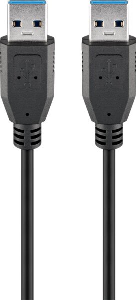 goobay - USB 3.0 SuperSpeed Kabel, Schwarz - USB 3.0-Stecker (Typ A) > USB 3.0-Stecker (Typ A) - 5 Meter
