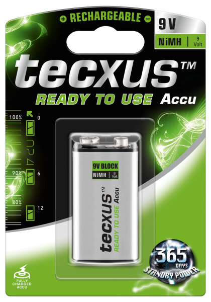 tecxus - 6HR61 / 9 Volt Block - 9V 200mAh LSD-Ni-MH Akku