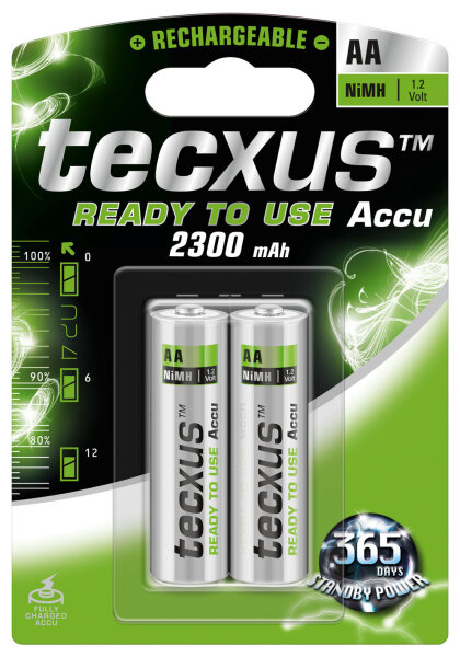tecxus - Mignon AA - RTU - 1,2 Volt 2300mAh Ni-MH - 2er Blister