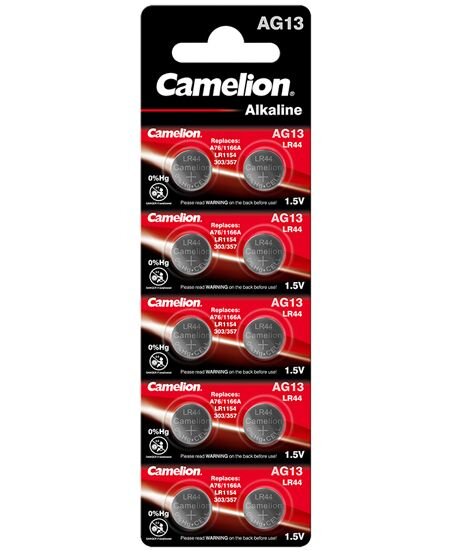 Camelion - LR44 / A76 / AG13 / 1166A / LR1154 / 303 / 357 - 1,5 Volt 158mAh AlMn - 10er Blister
