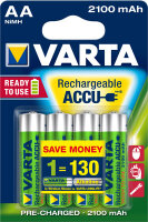 Varta - Rechargeable Accu - AA (Mignon) / HR6 (56706) - 1,2 Volt 2100 mAh LSD-NiMH Akku (Ready-to-Use)