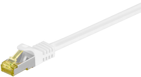 goobay - RJ45 Patchkabel CAT 6A S/FTP (PiMF), 500 MHz mit CAT 7 Rohkabel, weiß -  LSZH halogenfrei, Kupfer, RJ45 (CAT 6A) Stecker - 3 Meter