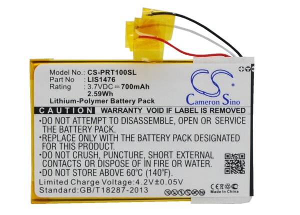 Ersatzakku - CS-PRT100SL - Sony PRS-T1 / PRS-T2 - 3,7 Volt 700mAh Li-Polymer