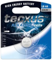 tecxus - LR 44 / LR44 - 1,5 Volt 145mAh Alkali - 1er Blister