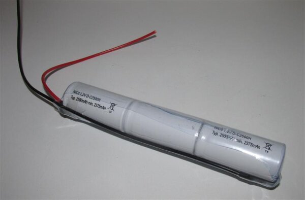 Akkupack für Notbeleuchtung - Stange / 3KR2500CV4P - Baby C - 3,6 Volt 2500mAh Ni-CD - Hochtemperatur