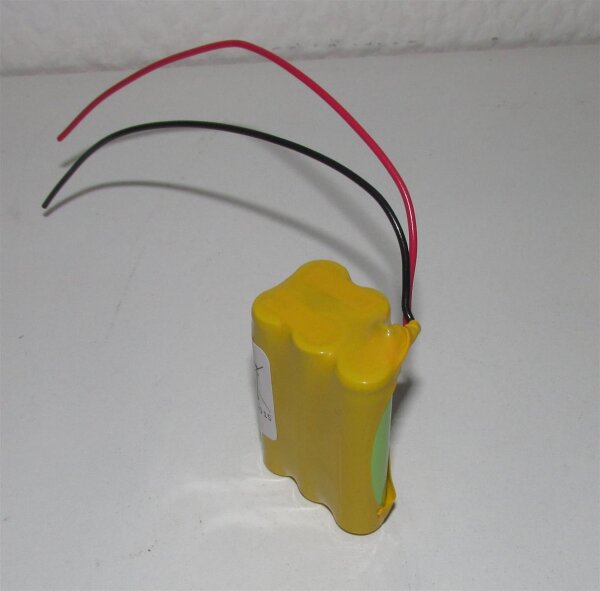 Akkupack für Notbeleuchtung - F2x2+1 - Micro AAA - 4,8 Volt 600mAh Ni-MH mit Ableiter ca. 15cm - isoliert mit Schrumpfschlauch - für Notstromversorgung [Hochtemperatur]