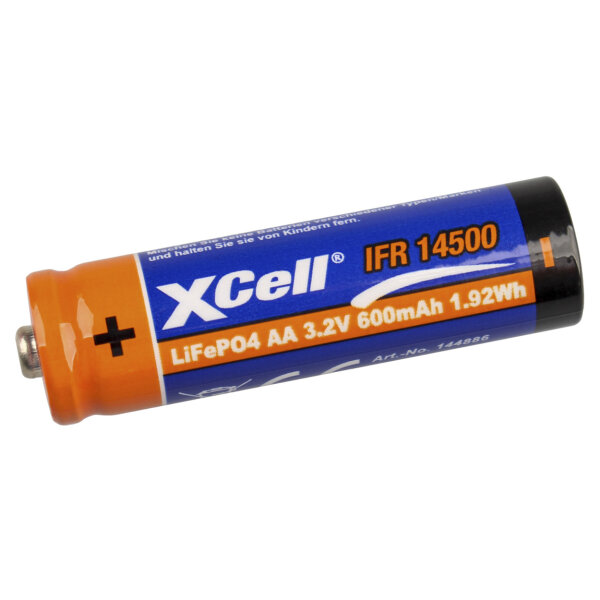IFR14500 - Mignon AA / 14500 / 14505 - 3,2 Volt 600mAh LiFePO4 - High Top