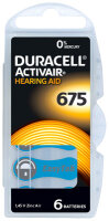 Duracell - Hörgerätebatterie Activair / Hearing Aid / 675 - 1,45 Volt Zinc Air - 6er Blister
