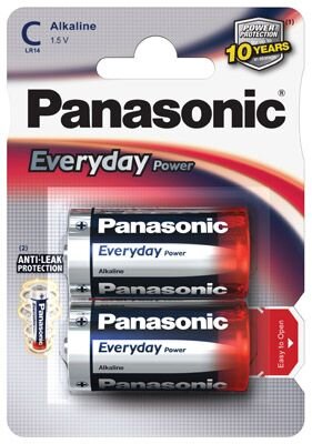 Panasonic - Everyday -  LR14 / Baby C / AM2 / MN1400 / Mezza Torcia - 1,5 Volt AlMn - 2er Blister