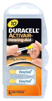 Duracell - Hörgerätebatterie Activair / Hearing Aid / 10 / PR70 - 1,45 Volt 90mAh Zinc Air - 6er Blister