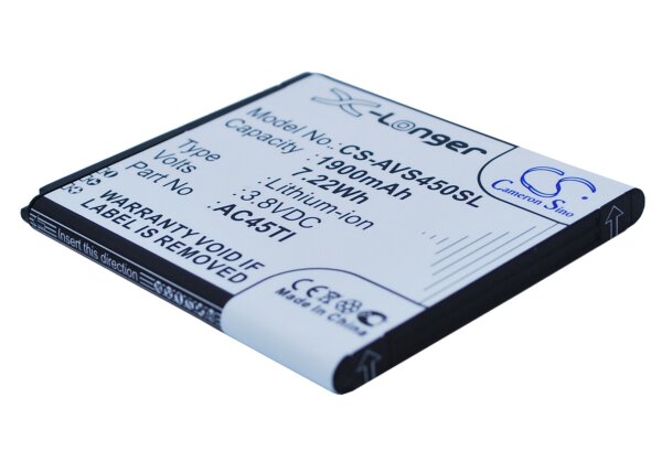 Ersatzakku - CS-AVS450SL - Archos 45 Titanium / AC45TI - 3,8 Volt 1900mAh Li-Ion