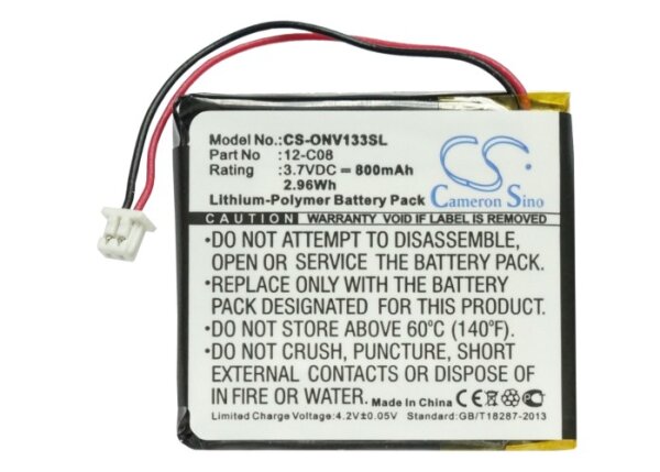 Ersatzakku - CS-ONV133SL - Oryon Technologies 12-C08 / INV133 - 3,7 Volt 800mAh Li-Polymer