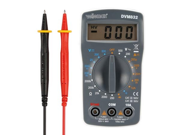 Velleman - DVM832 - Digital-Multimeter - CAT II 500 V / CAT III 300 V - 10 A - 1999 ZÄHLUNGEN