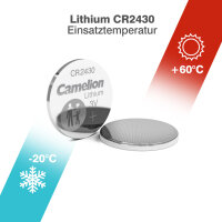 Camelion - CR2430 / DL2430 / 5011LC / E-CR2430 - 3 Volt 270mAh Lithium - Knopfzelle - 5er Blister