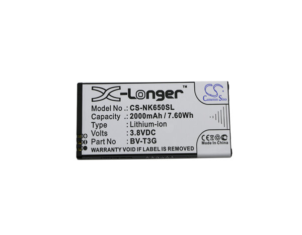 Ersatzakku - CS-NK650SL - Nokia / Microsoft Lumia 650 / BV-T3G - 3,8 Volt 2000mAh Li-Ion