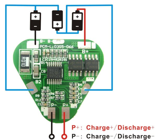 BMS - PCM-Li03S5-066 - 10,8 Volt 3 S / 4A