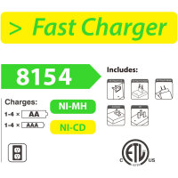 PKCELL - SUPER CHARGER 8154 - 1-4 AA / AAA - Ni-CD / Ni-MH Akkus