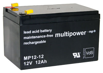 Multipower - MP12-12 - 12 Volt 12Ah Pb - Blei-Akku (VdS) AGM, Standard, Faston 4,8 mm