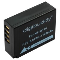 digibuddy - Ersatzakku kompatibel zu Fuji NP-W126 / NP-W126S - 7,4 Volt 1140mAh Li-Ion