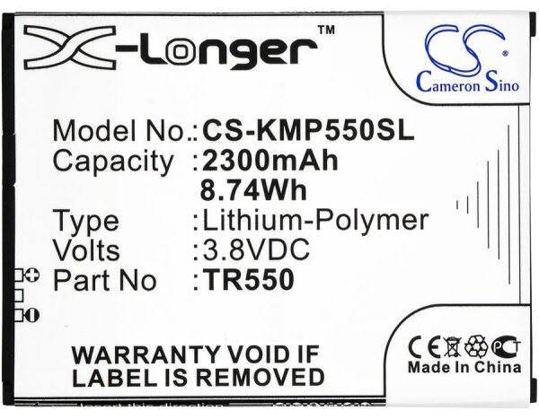 Ersatzakku - CS-KMP550SL - Kazam Trooper 550 / TR550 - 3,8 Volt 2300mAh Li-Polymer