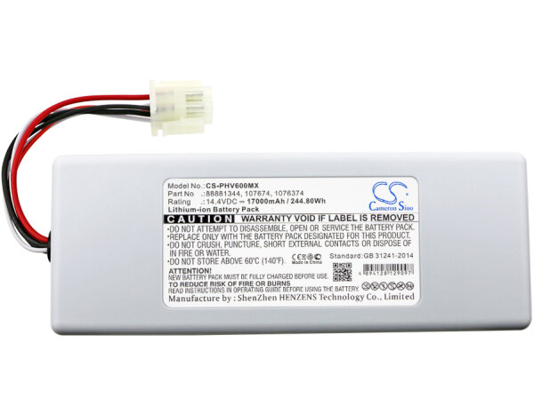 Ersatzakku - CS-PHV600MX - Philips 1056921 / Respirateur V60 - 14,4 Volt 17000mAh Li-Ion