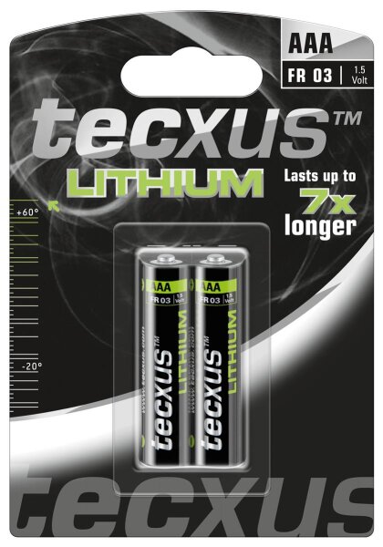 tecxus - Lithium Power - Micro AAA / FR 03 - 1,5 Volt 1100mAh Lithium [Li-FeS2] - 2er Blister
