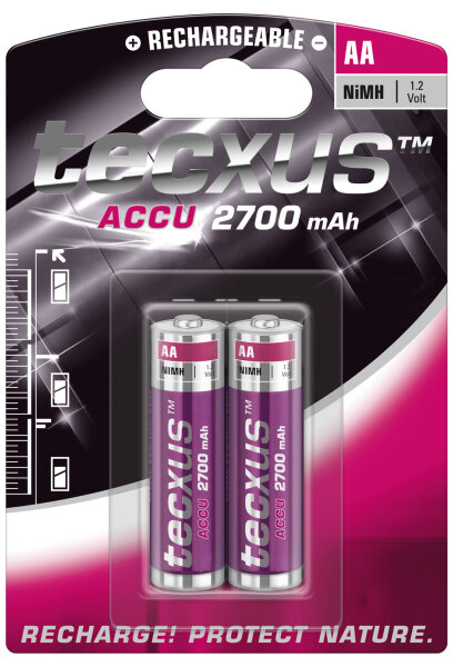 tecxus - Mignon AA - 1,2 Volt 2700mAh Ni-MH - 2er Blister - EOL