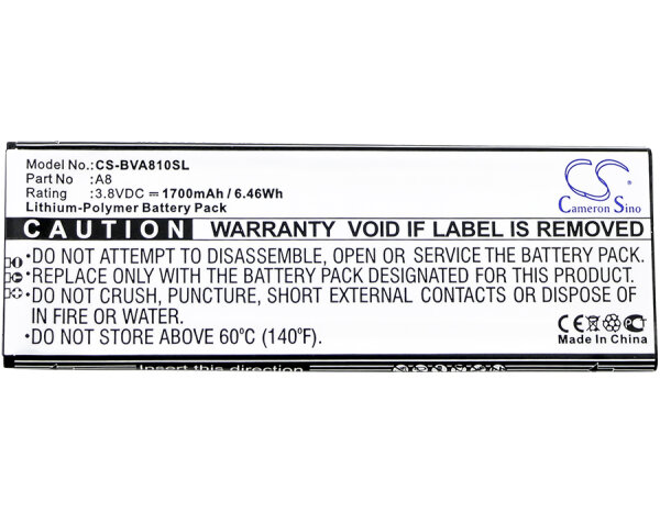 Ersatzakku - CS-BVA810SL - Blackview A8 - 3,8 Volt 1700mAh Li-Polymer